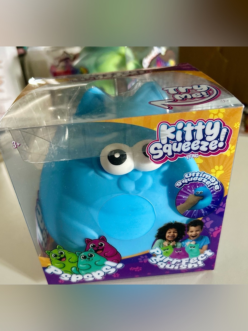 Viral Kitty Squeeze Squishy Toy, Jumbo Stress And Anxiety Relief! Blue Kitty - Picture 3 of 3